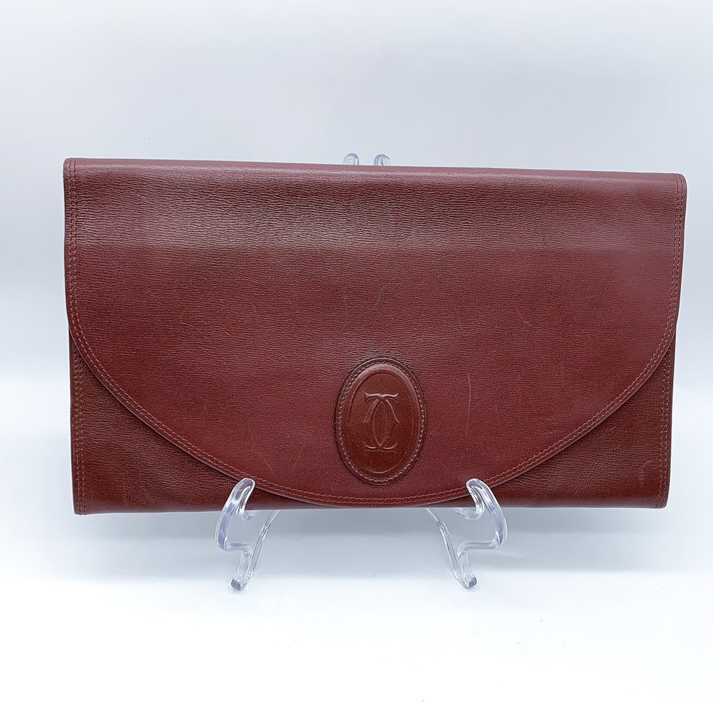 Cartier Must de Cartier Leather Clutch Bag in Bordeaux